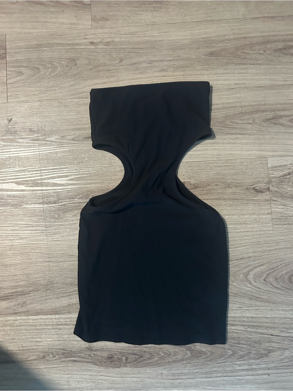 Edikted Black Ribbed Tube Dress with Pink Logo Tag